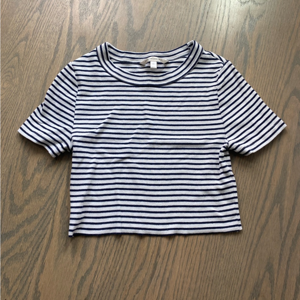 Blue and white striped Banana Republic cropped top